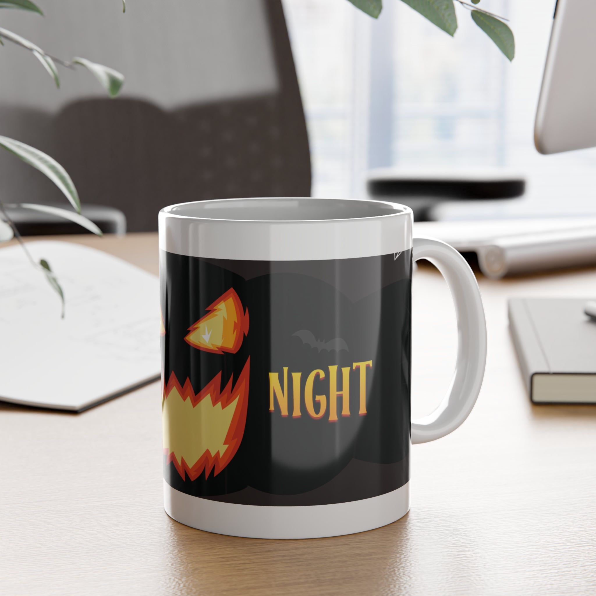 Spooky Night Pumpkin | Scary Halloween Pumpkin | White Ceramic Mug